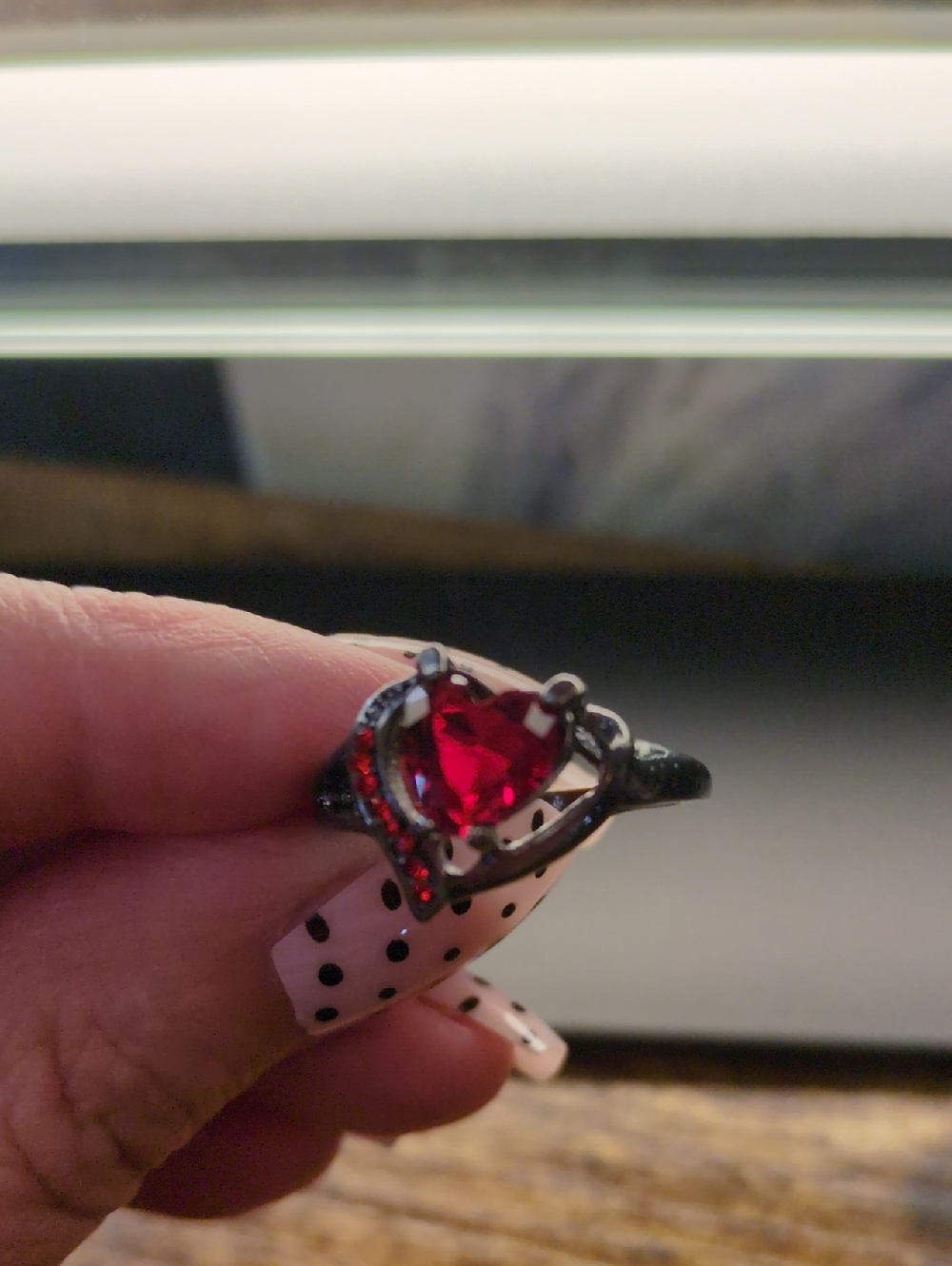 Heart-Shaped Red Crystal Ring -925 Stamped